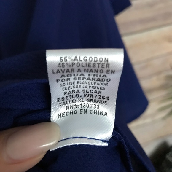 Umgee | royal blue ruffle cold shoulder top blouse - Picture 5 of 5